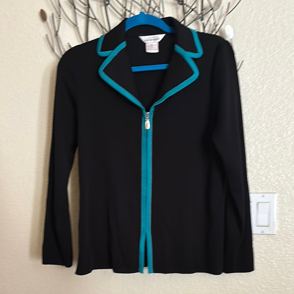Mistook Black zip up with Teal Trim
